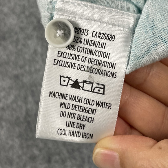 Robert Graham Linen Blend Shirt Mens XL Blue Flip Cuff Abstract Vibrant SS - Picture 9 of 16